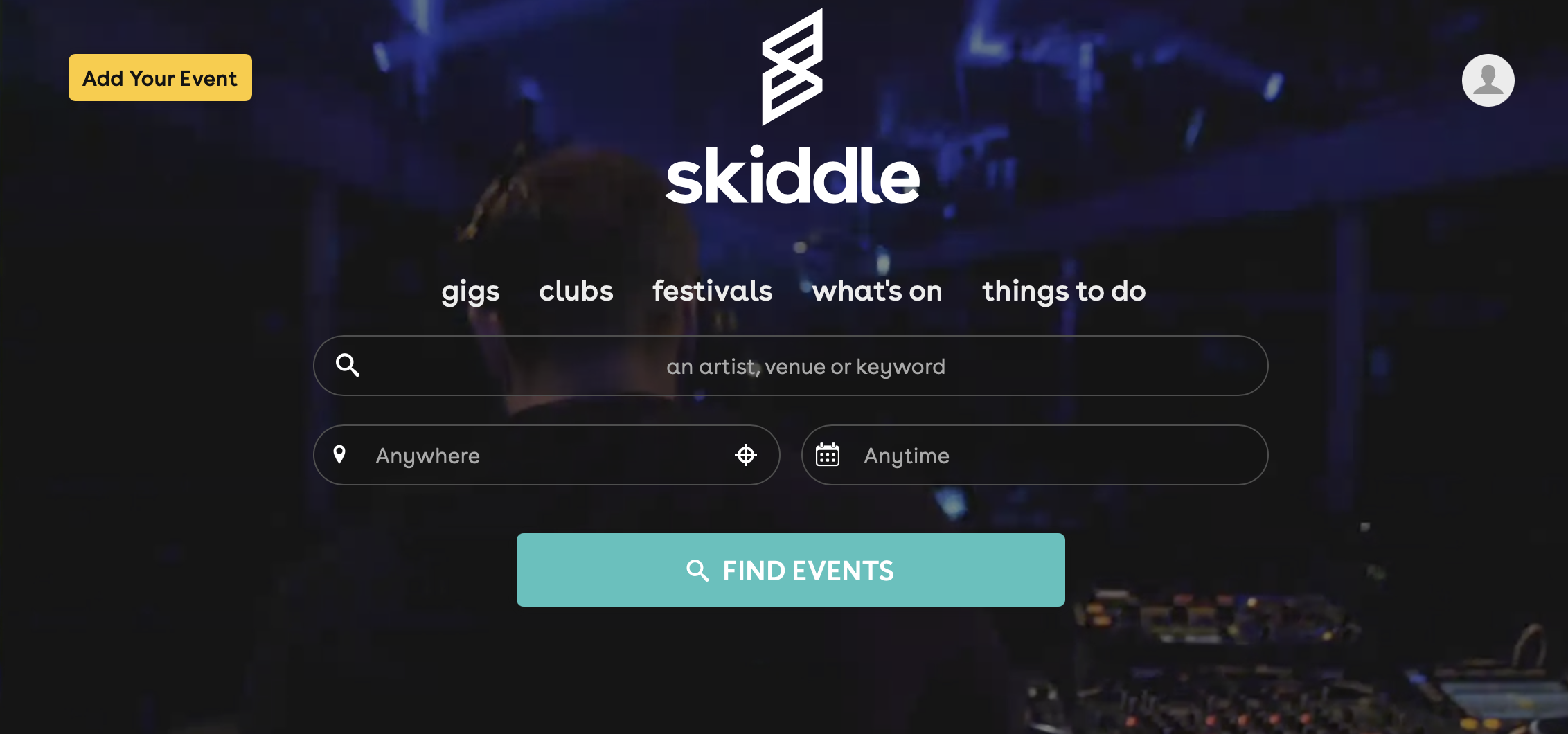 Skiddle home page